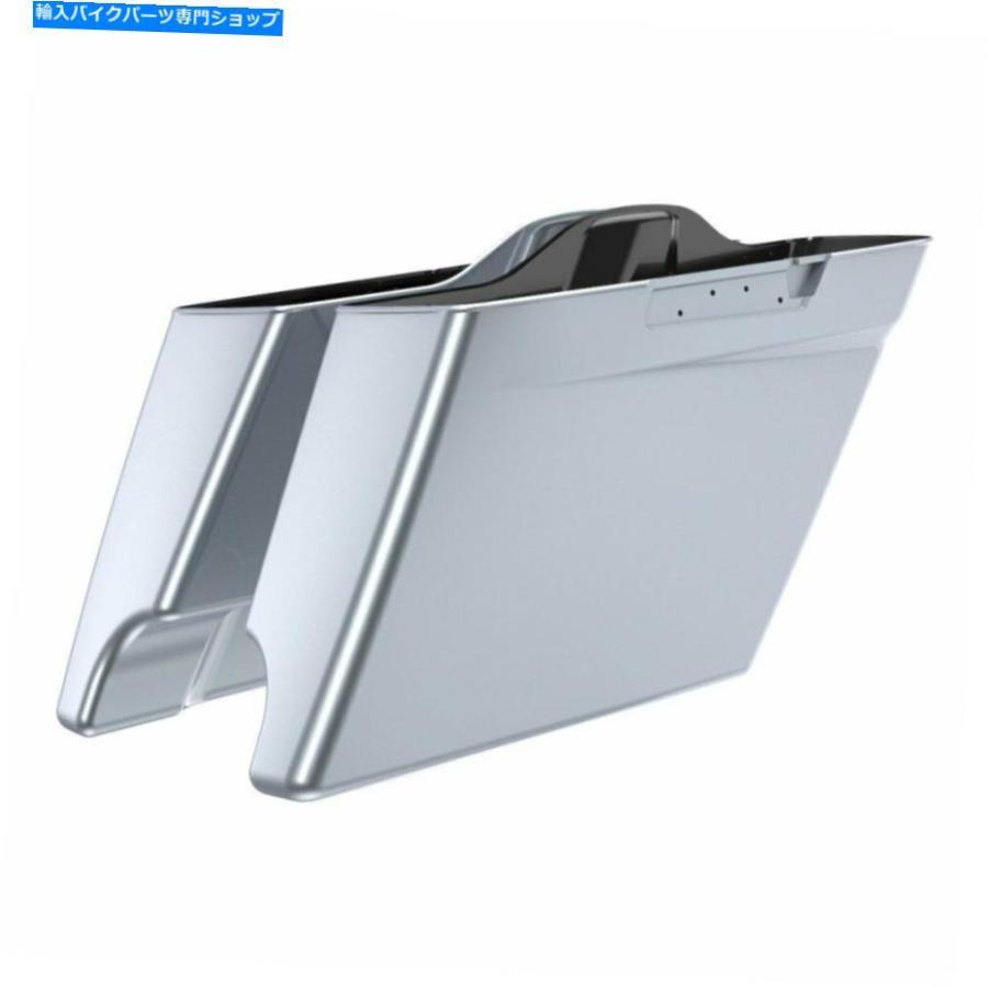 サイドバック ブリリアントシルバーエクステンデッドバッグストレッチサドルバッグフィットハーリーツーリング2014+ Brilliant Silver Extended Bags