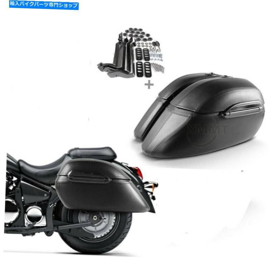 サイドバック ホンダVTX1300 / 1800ヤマハXVSの利益の浅ぐろいハードバッグサドルバッグ＆ヘビーデューティマウント Black Hard Bag Saddlebag\u0026Heavy Duty その他フレーム関連用品-バイク-フレーム