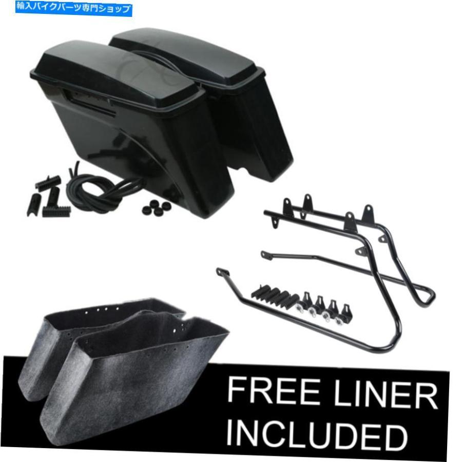 サイドバック ハードサドルバッグサドルバッグ+コンバージョンブラケットフィットハーレーソフトTCMT Hard Saddlebags Saddle Bags + Conversion Brac