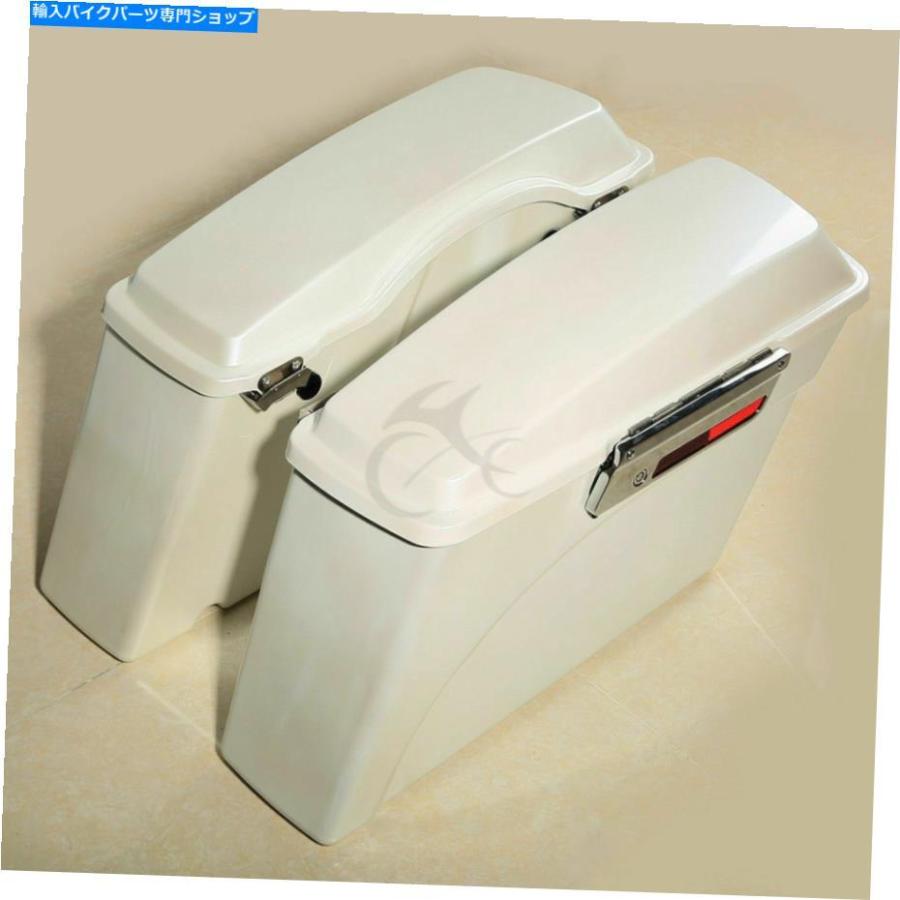 サイドバック ホワイトハードサドルバッグトランクフィットハーレーツーリンググライドロードキング94-13 2012 White Hard Saddlebag Trunk Fit For Hの画像