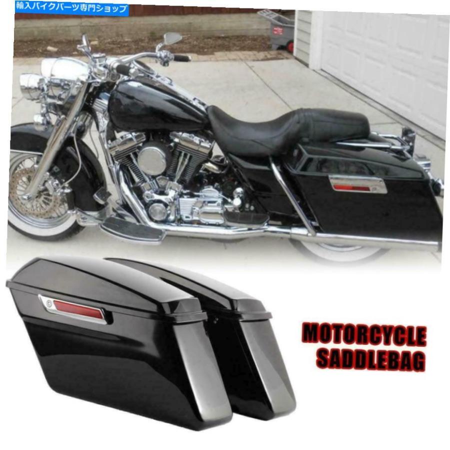 サイドバック ブラックオートバイサイドハードサドルバッグ荷物ハーレーツーリングモデル2014-2019 Black Motorcycle Side Hard Saddlebag Luggage Fo