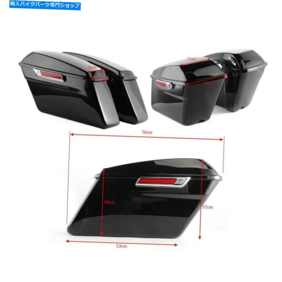 サイドバック ブラックオートバイサイドハードサドルバッグ荷物ハーレーツーリングモデル2014-2019 Black Motorcycle Side Hard Saddlebag Luggage Foの画像
