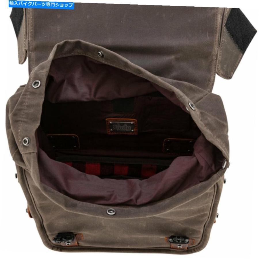 サイドバック バリーブランドダークオークのワックス付き綿の投給のサドルバッグオートバイ荷物 Burly Brand Dark Oak Waxed Cotton Throwover Saddleの画像