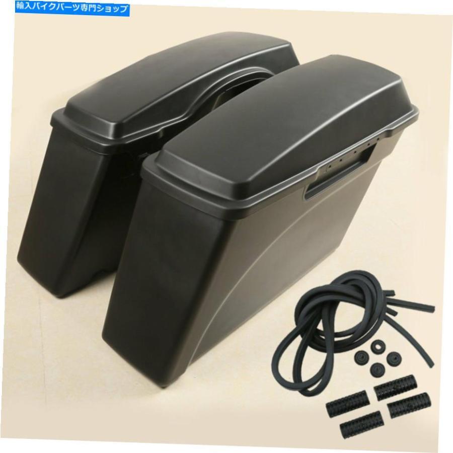 サイドバック ブラックハードサドルバッグトランクW /ハーレーロードキングストリートグライド94-13 BLACK HARD SADDLEBAGS TRUNK W/ LID FOR HARLEYの画像