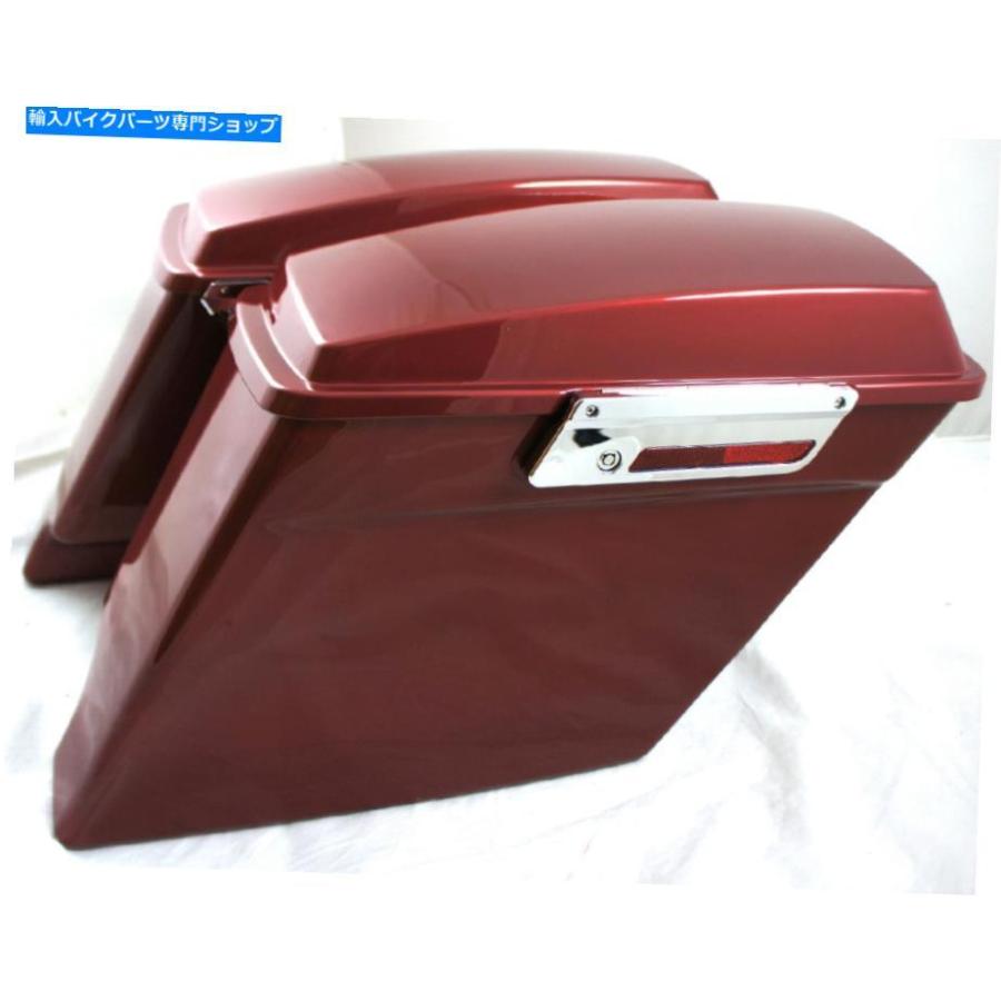 サイドバック ファットアスワイドファイアレッドエクステンデッドストレッチハードサドルバッグフィットハーリーHDツーリング Fat Ass Wide Fire Red