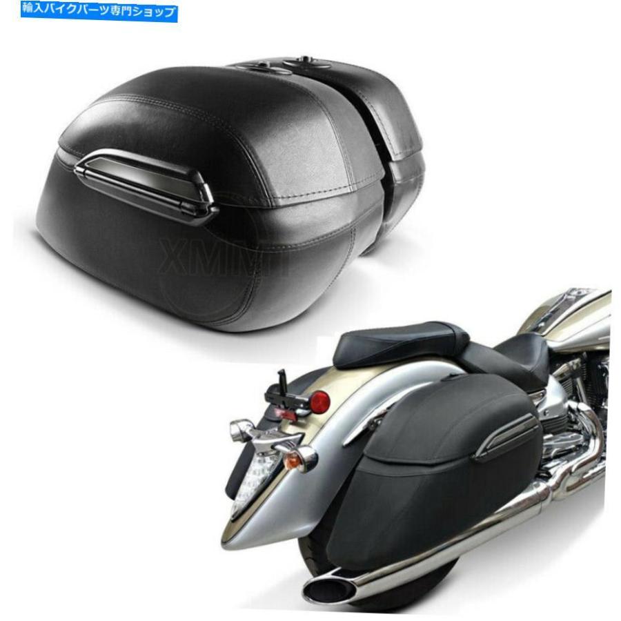 サイドバック オートバイハードバッグサドルバッグ＆ヤマハVスター1100 650 950 Motorcycle Hard Bag Saddlebag&Heavy Duty Mounting For Yamaha V St