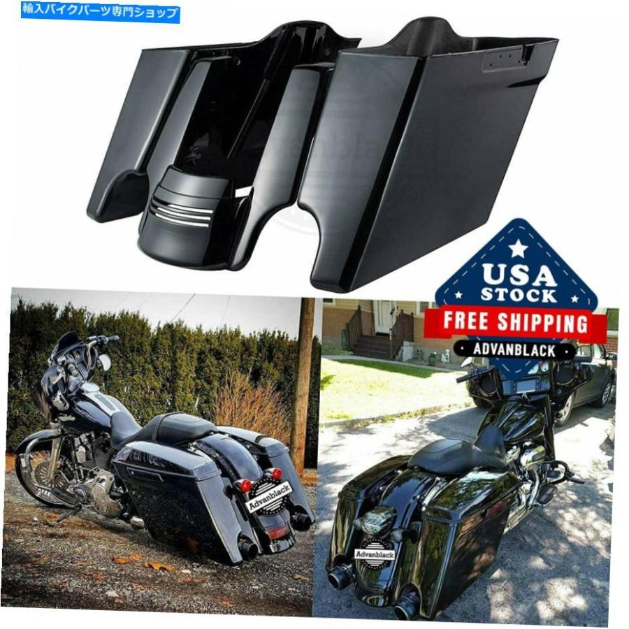 サイドバック 2014+ハーレーのためのAdvan Vidived Black Extended SaddleBag +リアフェンダー拡張 Advan Vivid Black Extended Saddlebag+Rear Fende