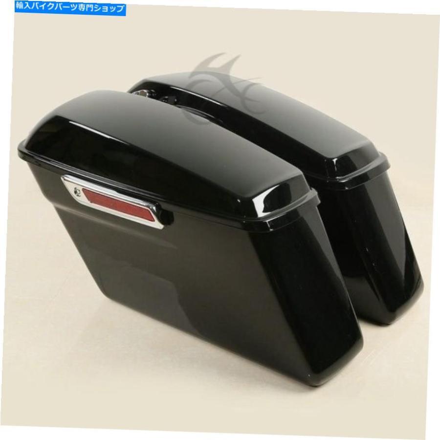 サイドバック ハーリーツーリングロードキング14-19のためのハードサドルバッグサドルバッグトランクW /ラッチキー Hard Saddlebag Saddle Bag Trunkの画像