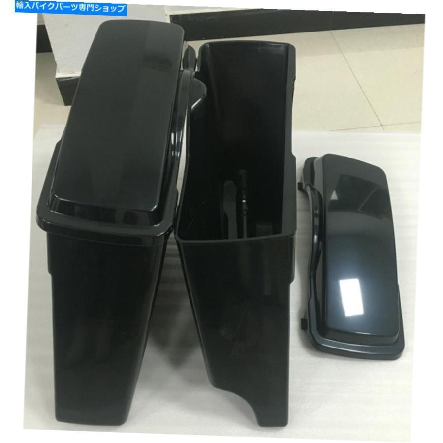 サイドバック 4 \"2つの拡張された伸張されたサドルバッグw / rids fit for Harley Davidson 1993-13 4\" 2 into 1 Extended Stretched Saddlebags w/Li