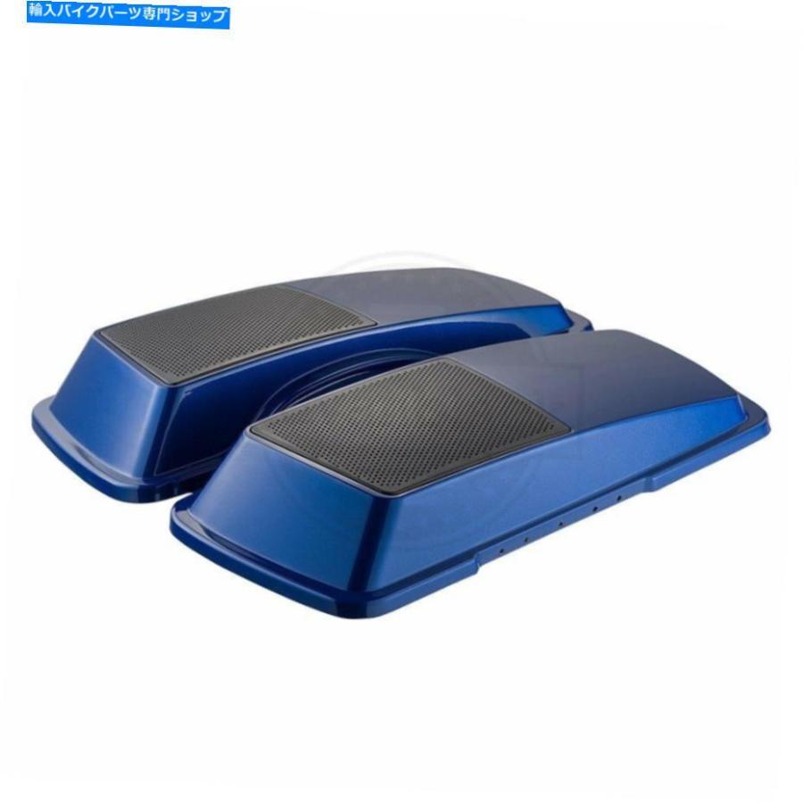 サイドバック ADVANBLACKスーペリアブルーサドルバッグスピーカーリッドハーリーストリートロードグライド1993-13 AdvanBlack Superior Blue Saddleba