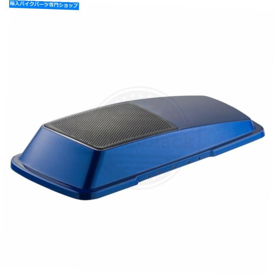 サイドバック ADVANBLACKスーペリアブルーサドルバッグスピーカーリッドハーリーストリートロードグライド1993-13 AdvanBlack Superior Blue Saddlebaの画像