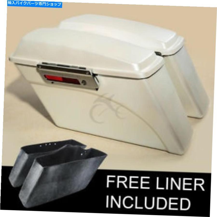 サイドバック ホワイトサドルバッグ変換クロームブラケットフィットハーレーソフトヘリテージ84-17 White Saddlebags Conversion Chrome Bracket Fitの画像