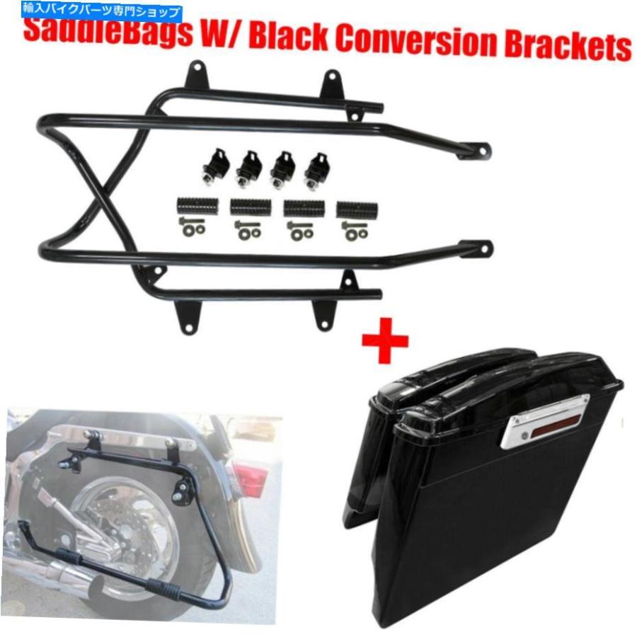 サイドバック ハーレーソフト用の新しいスタイルのサドルバッグ＆ブラック変換ブラケットマウント86-13 New Style Saddlebags \u0026 Black Conversion Bra