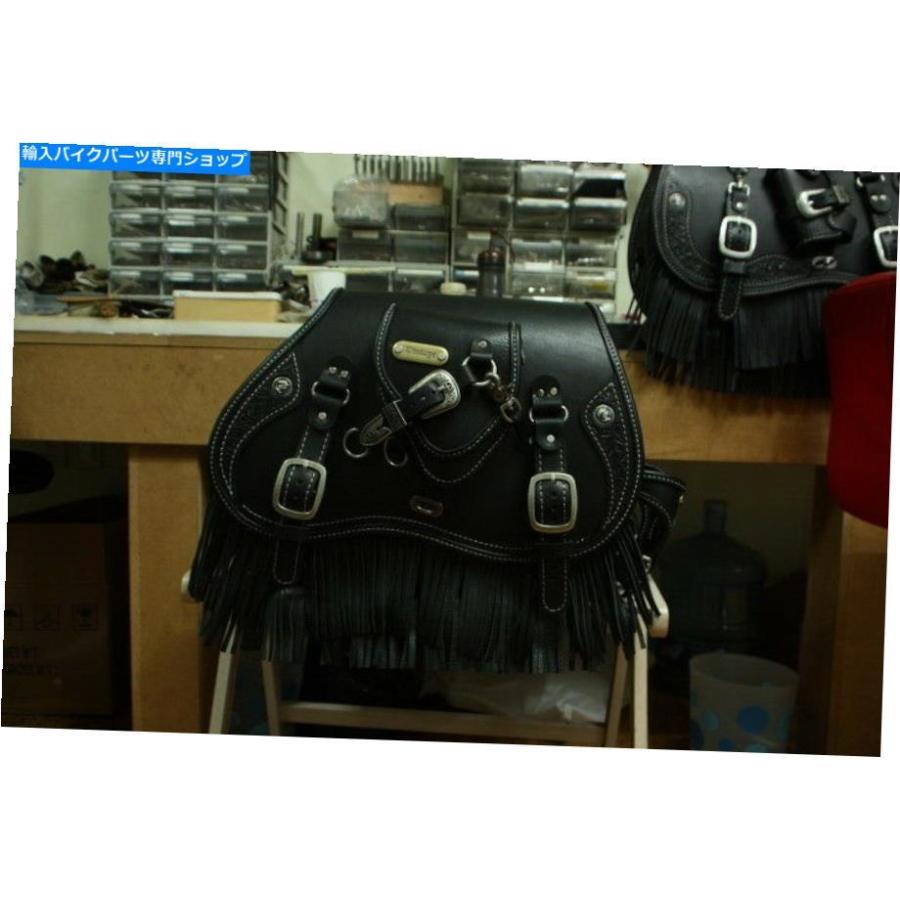 サイドバック 手作りのカスタムサドルバッグレザーフリンジサドルバッグソフトチョッパーオートバイ hand-made custom SaddleBag leather fringe saddの画像