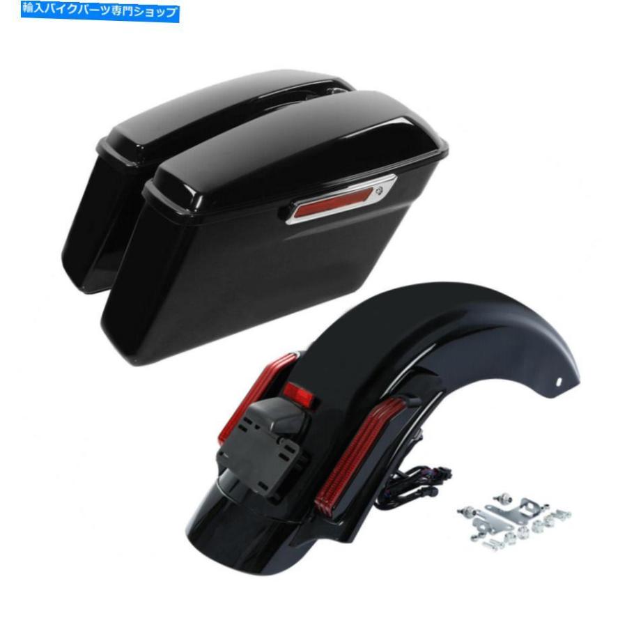 サイドバック 黒いことABSサドルバッグリアフェンダーフィットハーレーツーリングロードグライドキング14-21 Black ABS Saddlebag Rear Fender Fit Fo バイク-車、バイク、自転車-その他フレーム関連用品