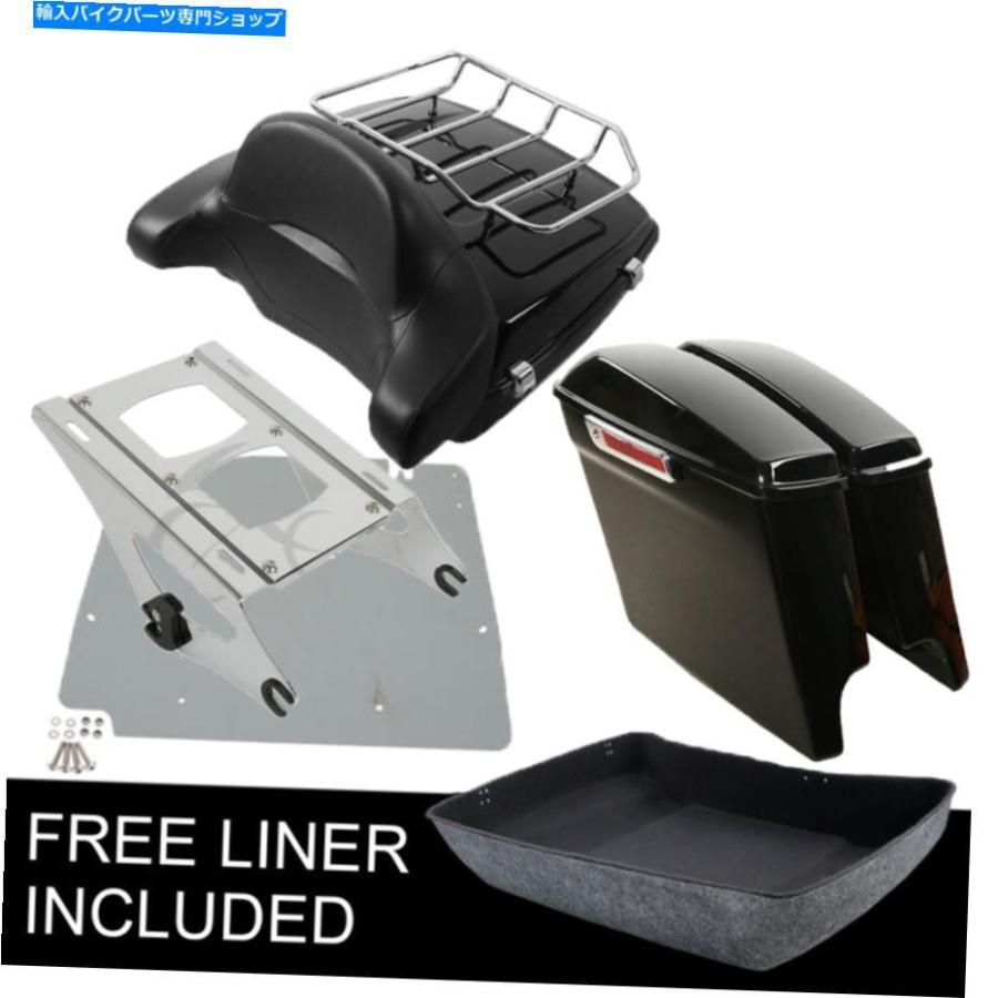 サイドバック 5 \"ハーレーロードキング14-20のための丸い幹のラックプレートフィット 5\" Extended Saddlebags Chopped Trunk Rack Plate Fit For Harlの画像