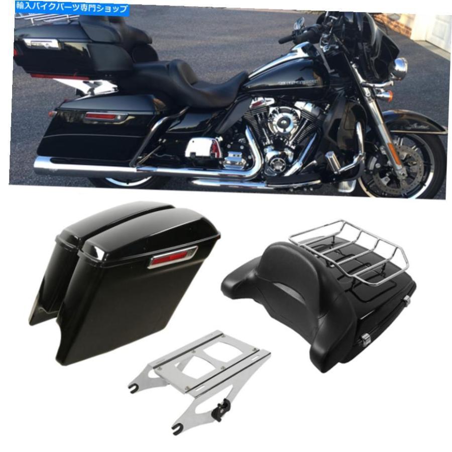 サイドバック 5 \"ハーレーロードキング14-20のための丸い幹のラックプレートフィット 5\" Extended Saddlebags Chopped Trunk Rack Plate Fit For Harlの画像