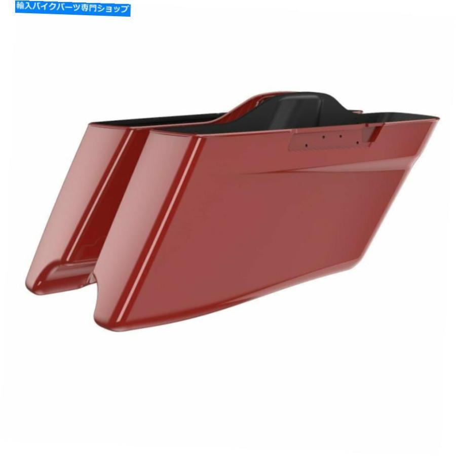 サイドバック レッドホットサングルCVOテーパーストレッチ延長された拡張サドルバッグの蓋for Harley 14+ Red Hot Sunglo CVO Tapered Stretched Exte