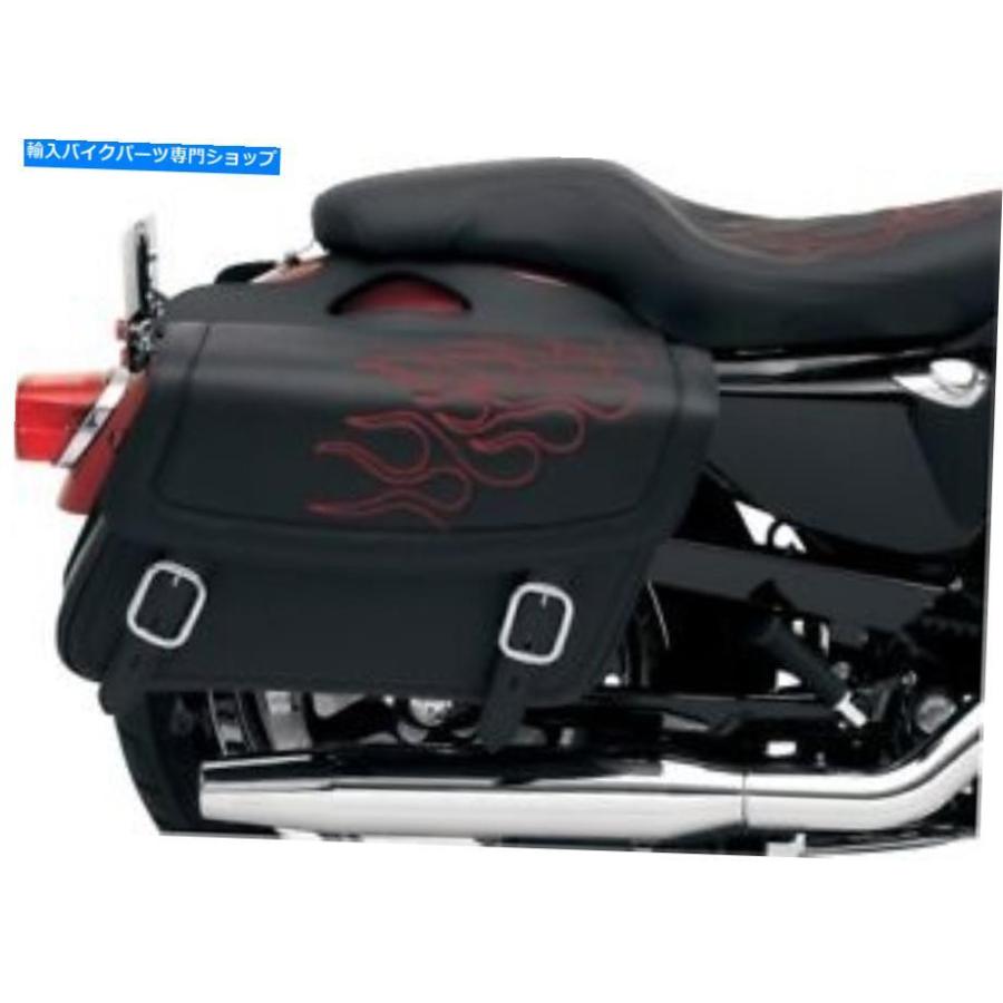 サイドバック サドルメンミディアムハイウェイマンタトゥーサドルバッグw /真っ赤炎 Saddlemen Medium Highwayman Tattoo Saddlebags w/Red Flames