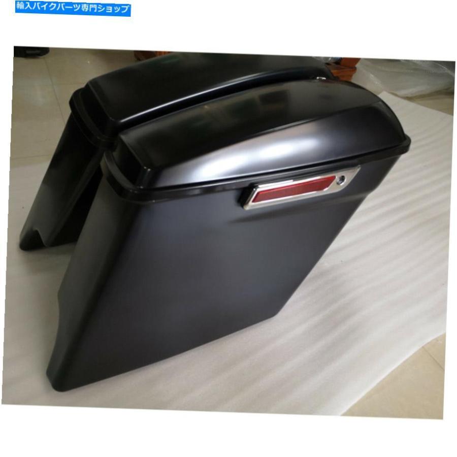 サイドバック 5 \"マットブラックストレッチハーリーツーリンググライド14-19 5\" Matte Black Stretched Extended Hard Saddlebags For Harley Touring