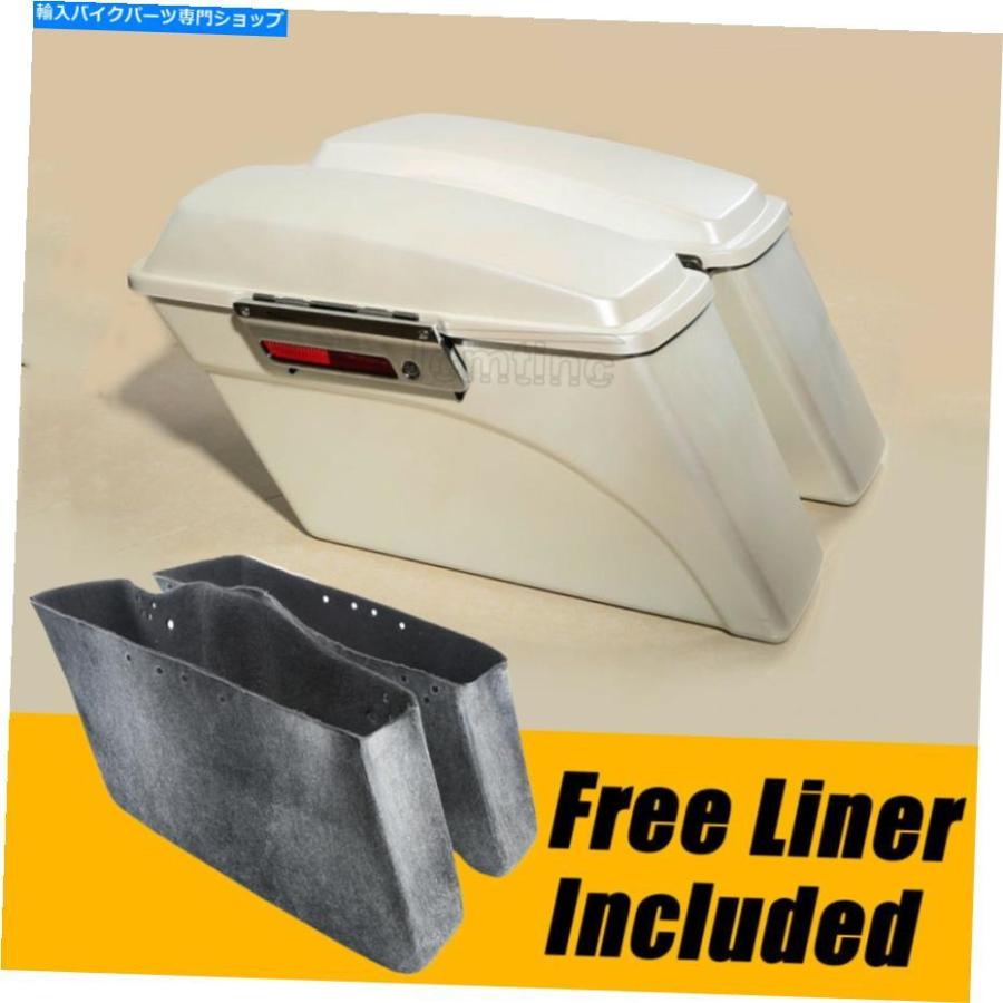 サイドバック ホワイトサドルバッグトランクW /ハーリーツーリングロードエレクトラグライド94-2013 White Saddlebags Trunk w/ Lids Fit For Harley