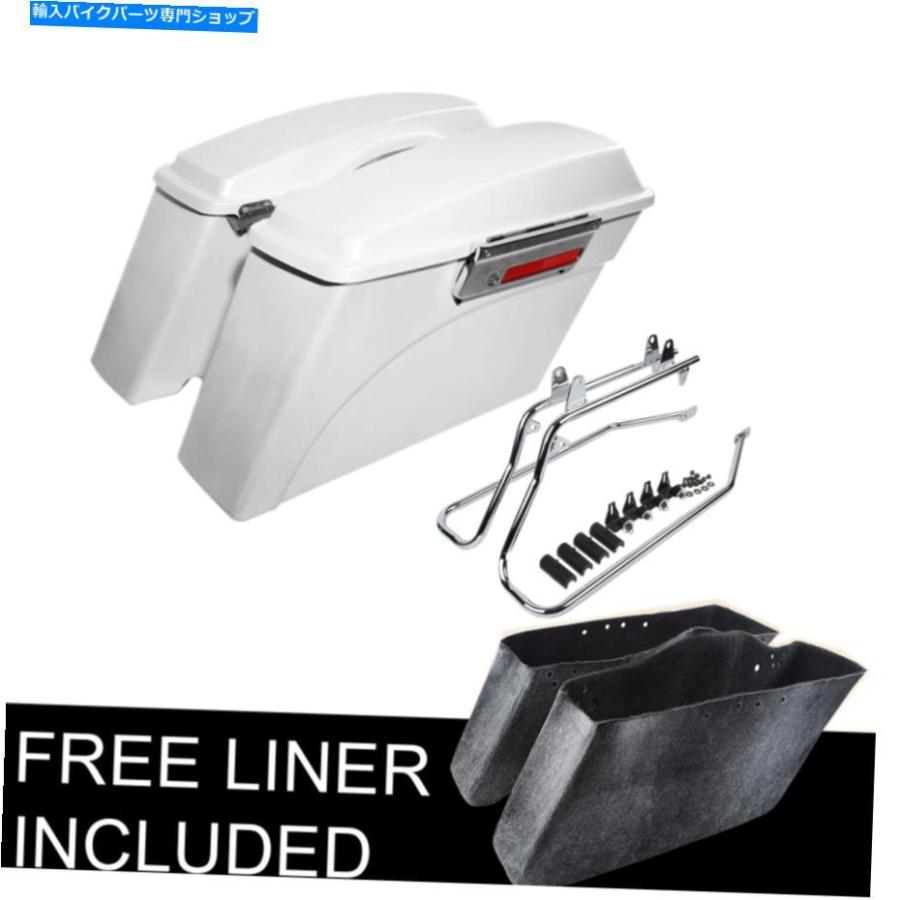 サイドバック ホワイトハードサドルバッグ変換ブラケットフィットハーレーソフトモデル1984-2017 White Hard Saddlebags Conversion Bracket Fit For