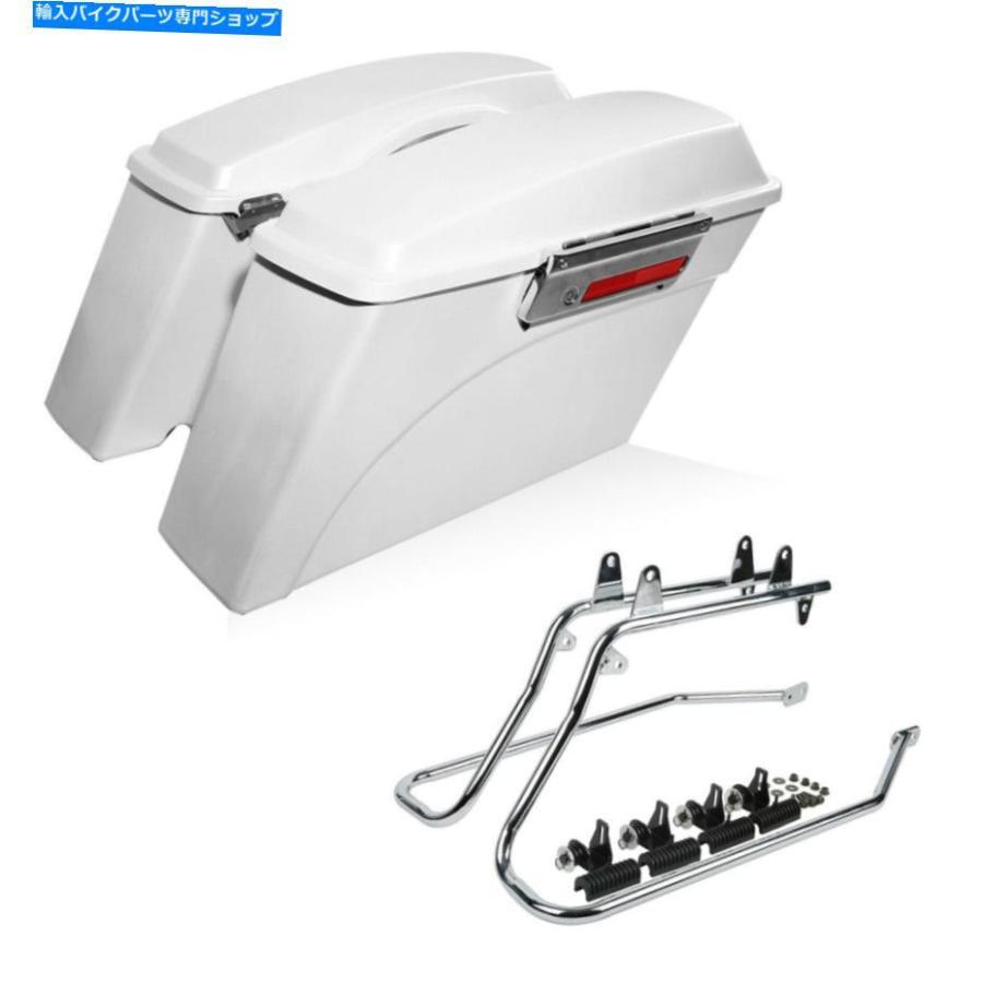 サイドバック ホワイトハードサドルバッグ変換ブラケットフィットハーレーソフトモデル1984-2017 White Hard Saddlebags Conversion Bracket Fit Forの画像