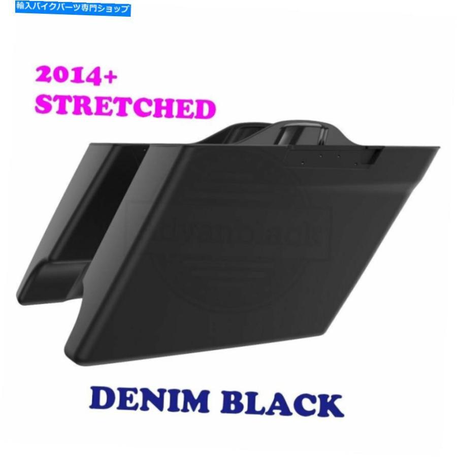 サイドバック デニムブラックストレッチ拡張サドルバッグボトムフィット14-20ハーレーツーリング Denim Black Stretched Extended Saddlebag Bottoms