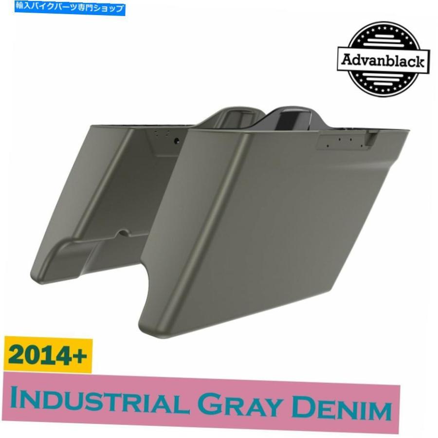 サイドバック インダストリアルグレーデニム拡張バッグストレッチサドルバッグフィットハーリーツーリング14+ Industrial Gray Denim Extended Bags S
