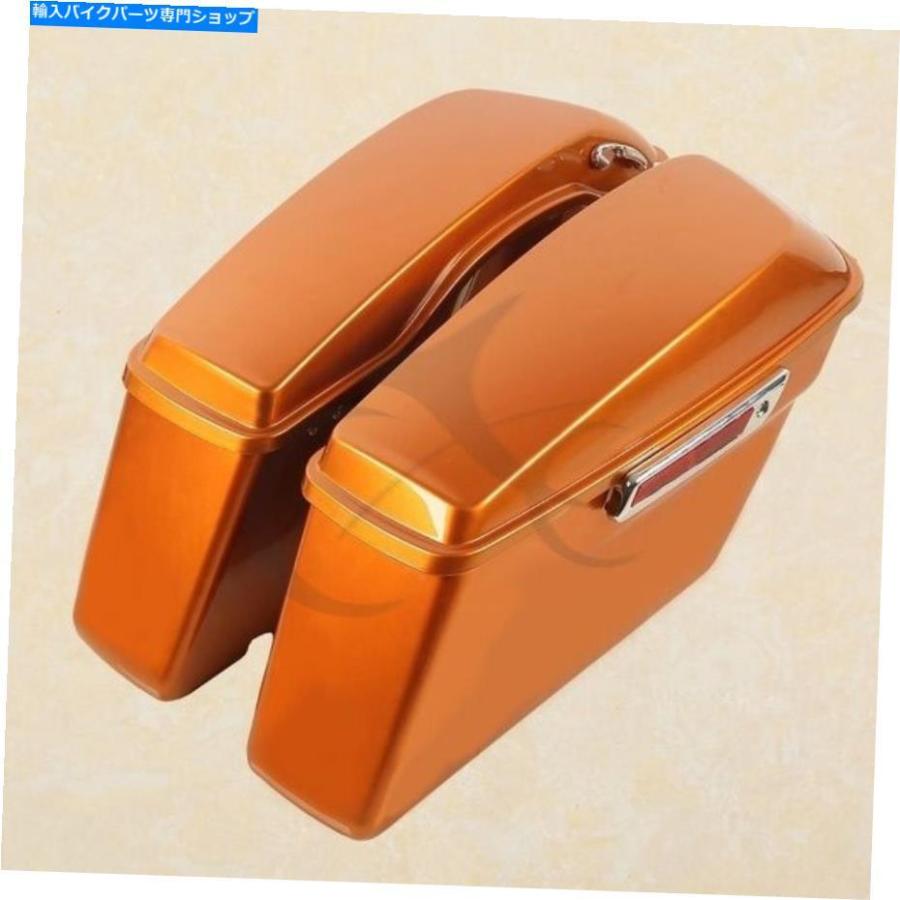 サイドバック オレンジのハードサドルバッグ+ラッチキーのハーレーツーリングFLT FLT FLHT Ultra-Classic Orange Hard Saddle Bags +Latch key For Haの画像