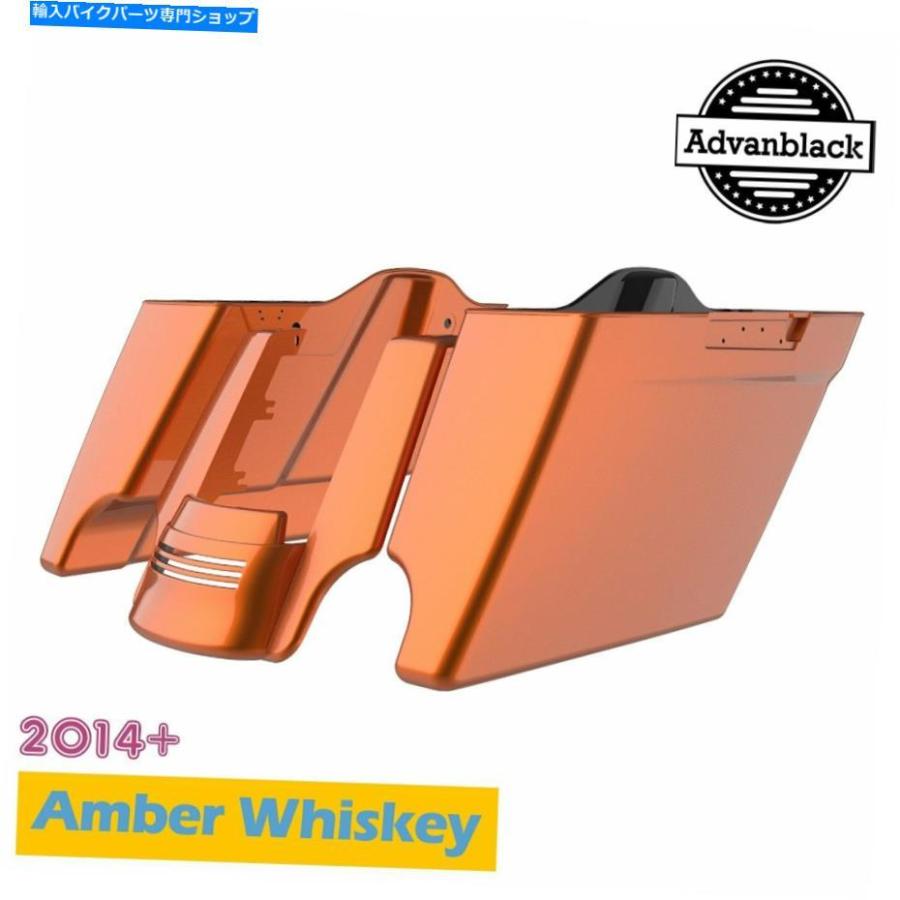 サイドバック 琥珀色のウイスキー拡張バッグストレッチサドルバッグリアフェンダーハーレー2014+ Amber Whiskey Extended Bags Stretched Saddlebags