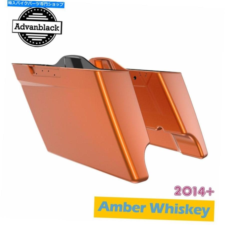 サイドバック アンバーウイスキー拡張バッグストレッチサドルバッグフィットハーレーダビッドソンツーリング14+ Amber Whiskey Extended Bags Stretch