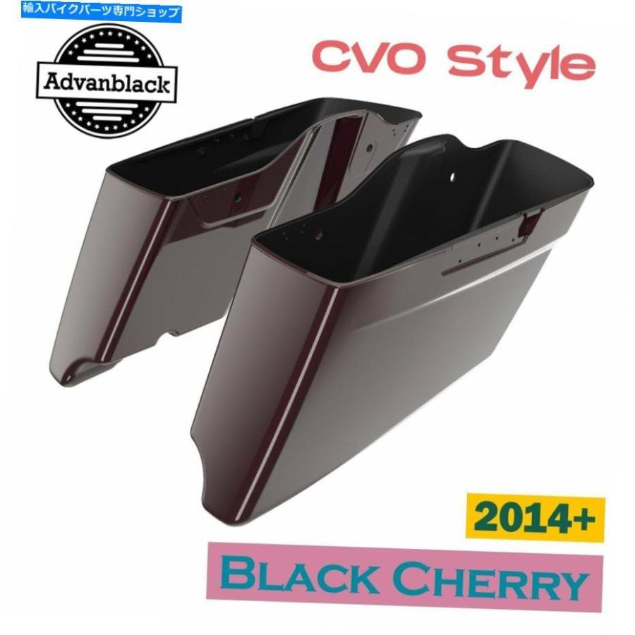 サイドバック ハーレー14+のためのアドバンブラックチェリーCVOテーパー拡張サドルバッグ Advan Black Cherry CVO Tapered Extended Stretched Saddle