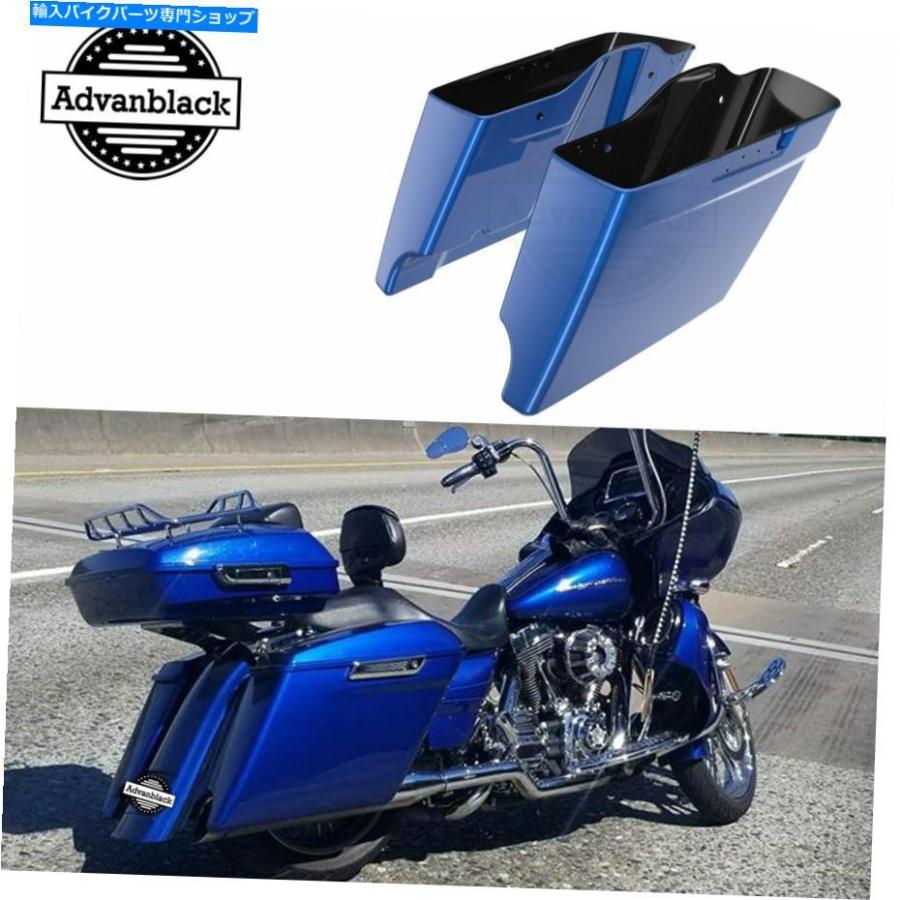 サイドバック Advanblackスーペリアブルー4 1/2インチ拡張ストレッチサドルバッグ14+ハーリー Advanblack Superior Blue 4 1/2 inch Extended Stretch