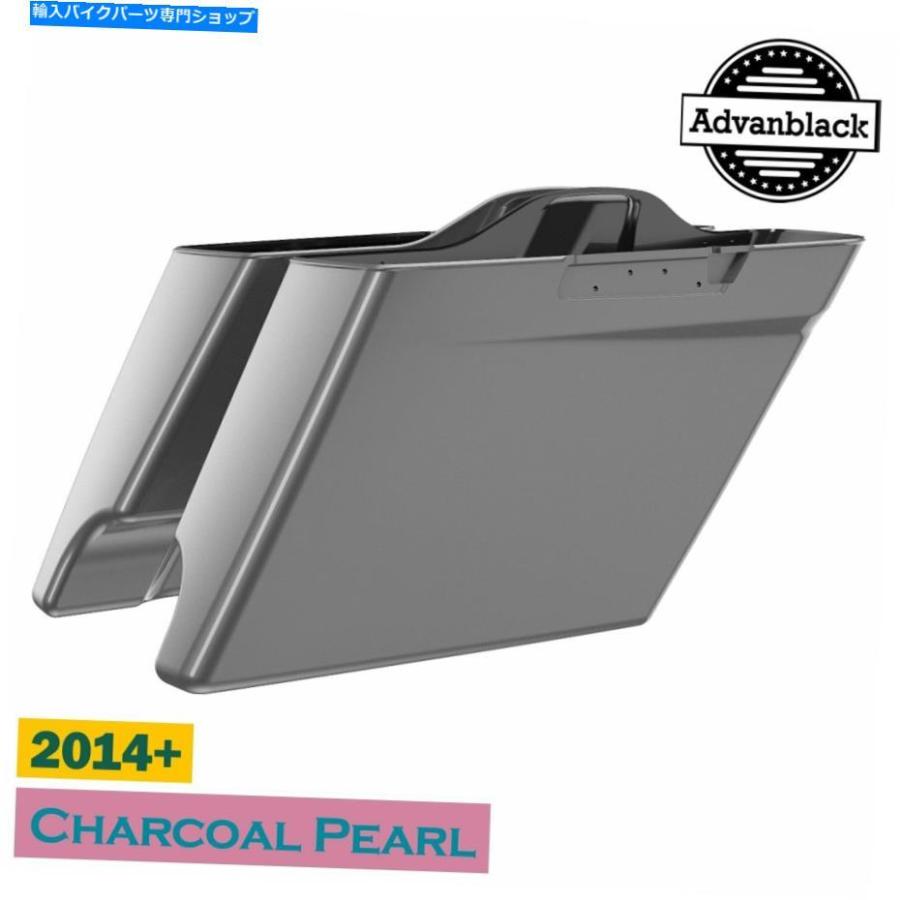 サイドバック チャコールパールエクステンデッドバッグストレッチサドルバッグのハーレーツーリング2014+ Charcoal Pearl Extended Bags Stretched Sa