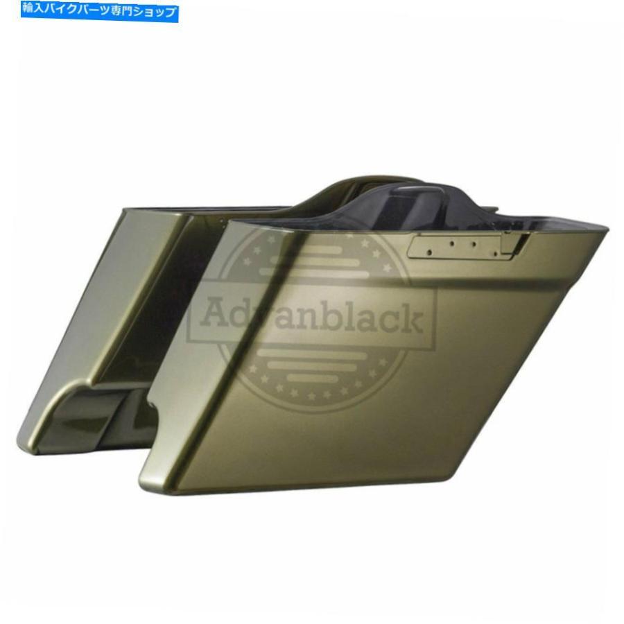 サイドバック オリーブゴールドストレッチサドルバッグバットフィット2014-20ハーリーストリートロードグライドFLHR Olive Gold Stretched Saddlebag