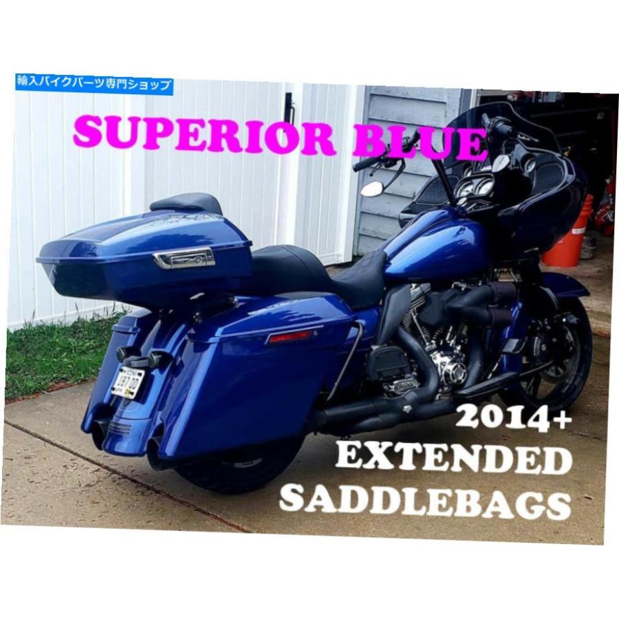 サイドバック スーペリアブルーストレッチサドルバッグフィット2014-2020ハーリーストリートエレクトラロードグライド Superior Blue Stretched Saddl