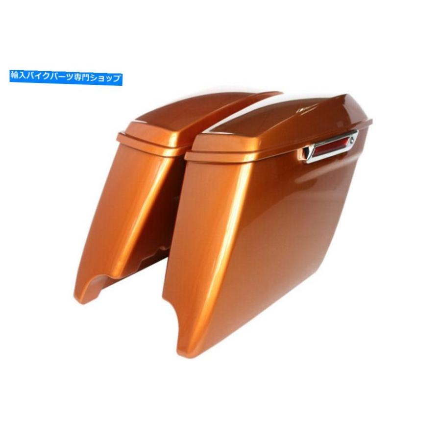 サイドバック 琥珀色の泡立て器デュアルカット4.5 \"ハーリーツーリング2014-2020のためのラッチ付きのABSサドルバッグ Amber whisk dual cut 4.5\"" ABS"
