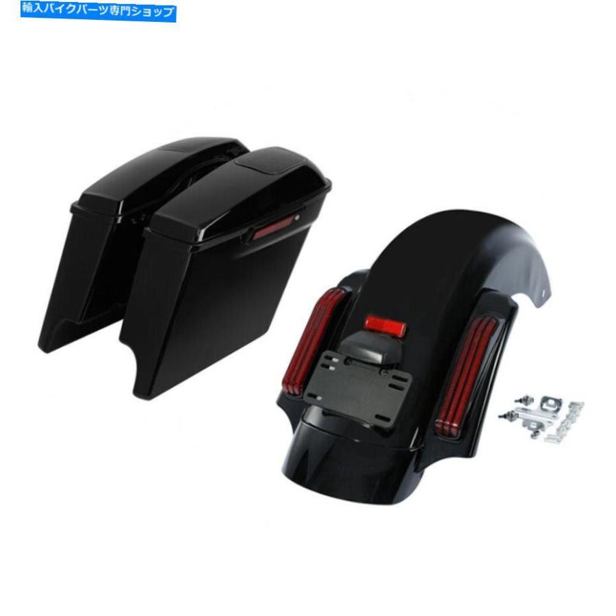 サイドバック 伸縮されたサドルバッグw /スピーカーふたのリアフェンダーフィットハーレーロードグライド2014-21 Stretched Saddlebag w/ Speaker Lid