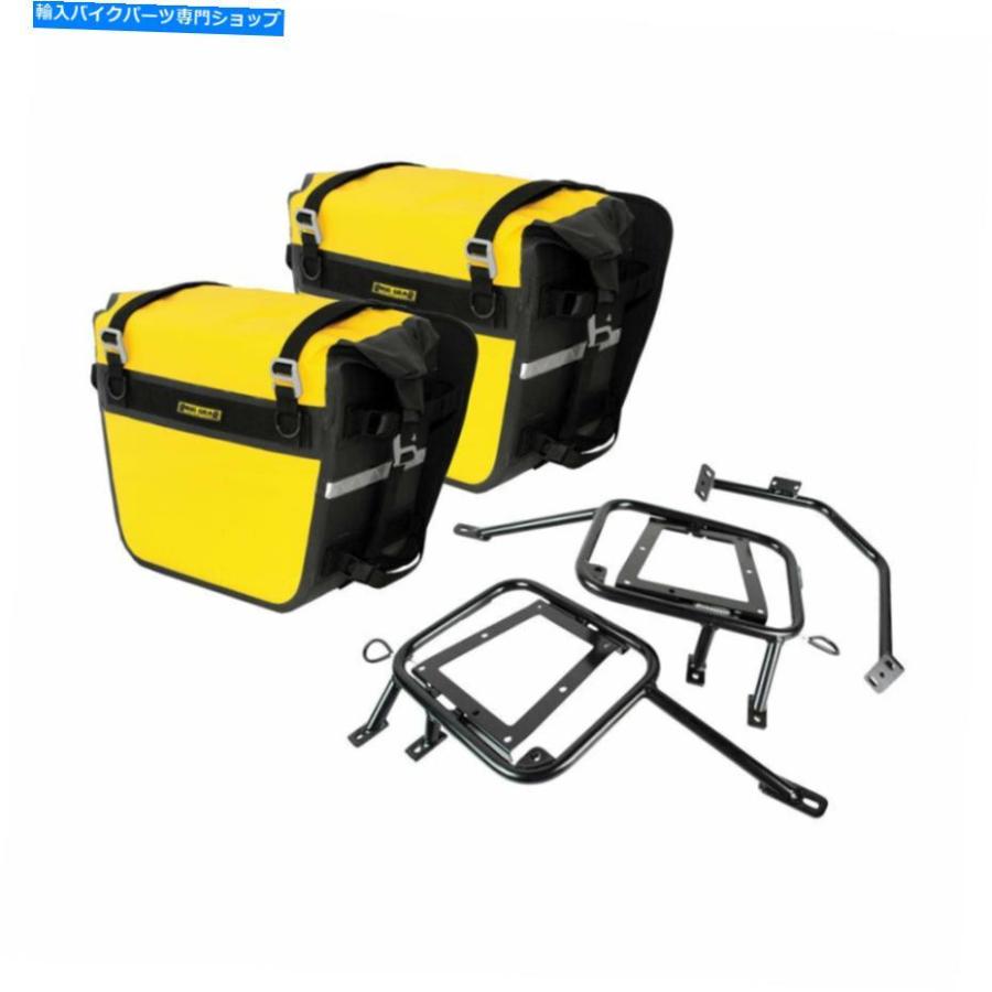 サイドバック Nelson Rigg Sierra Dry SaddleBags YellowとTusk Pannierラック Tusk Pannier Racks with Nelson Rigg Sierra Dry Saddlebags Yellow