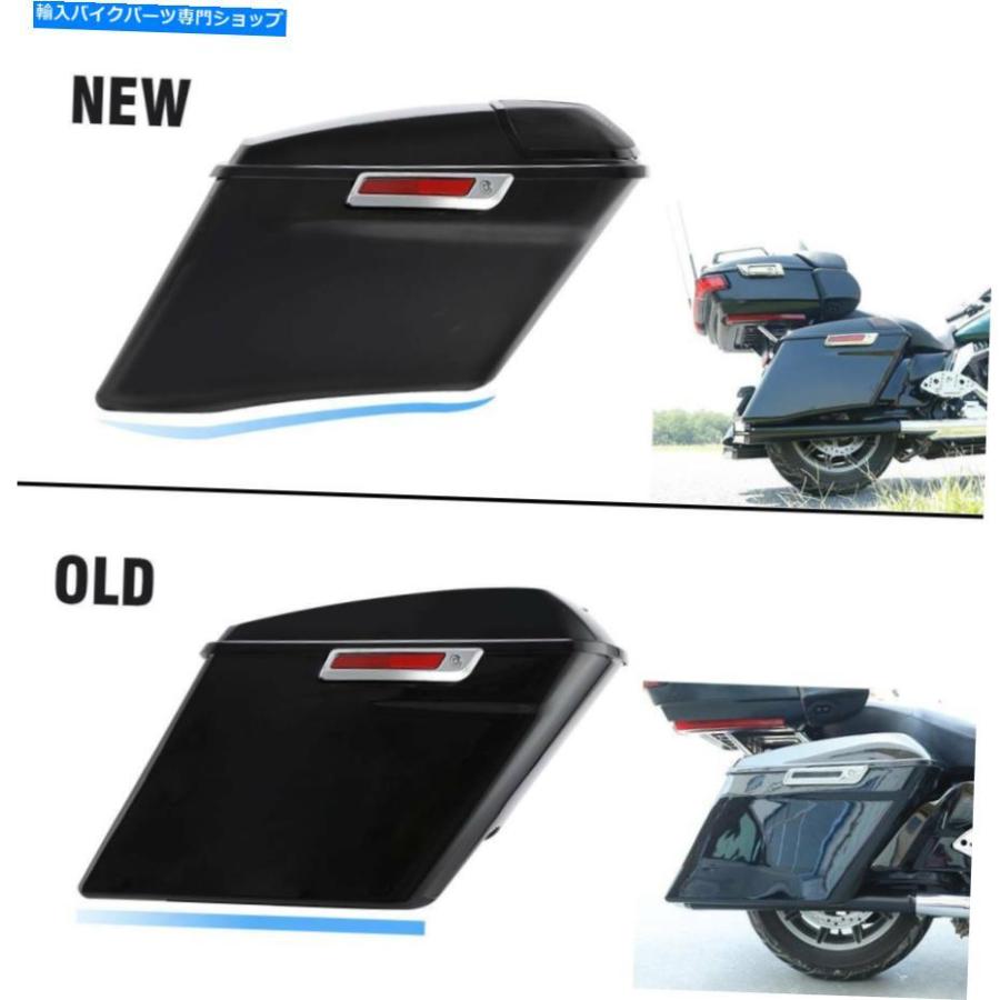 サイドバック 4 \"鮮やかな黒の拡張されたサドルバッグフィットFlhtfltfltcu flhrc 14-19 4\" Vivid Black Extended Saddlebag Fit For Harley FLT FLHTの画像