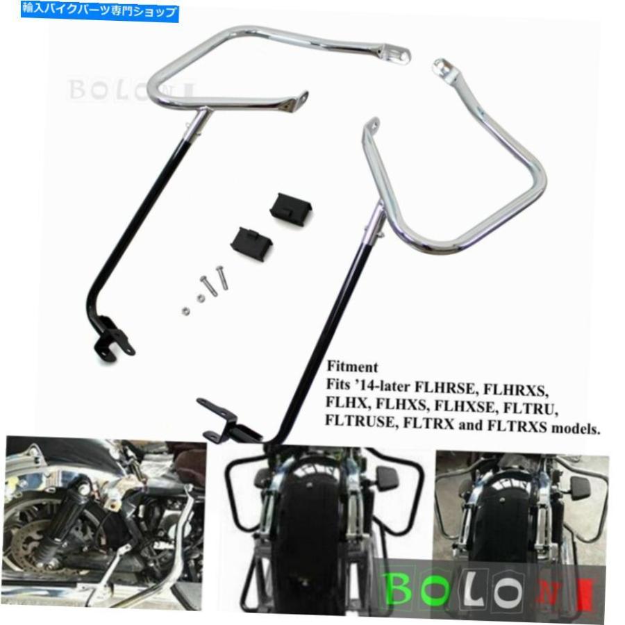 サイドバック Harley Touring Street Road Glide Flhx用クロムサドルバッグブラケットガードバー Chrome Saddlebag Bracket Guard Bars For Harley To 車、バイク、自転車-その他フレーム関連用品-バイク