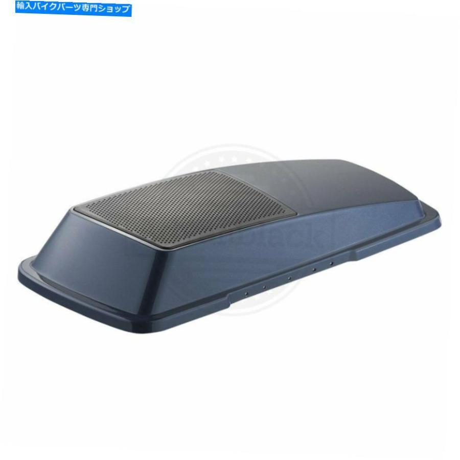 サイドバック 濃い青い真珠のサドルバッグスピーカーの蓋の蓋はハーレーストリートロードグライド93-13 Dark Blue Pearl Saddlebags Speaker Lids Covの画像