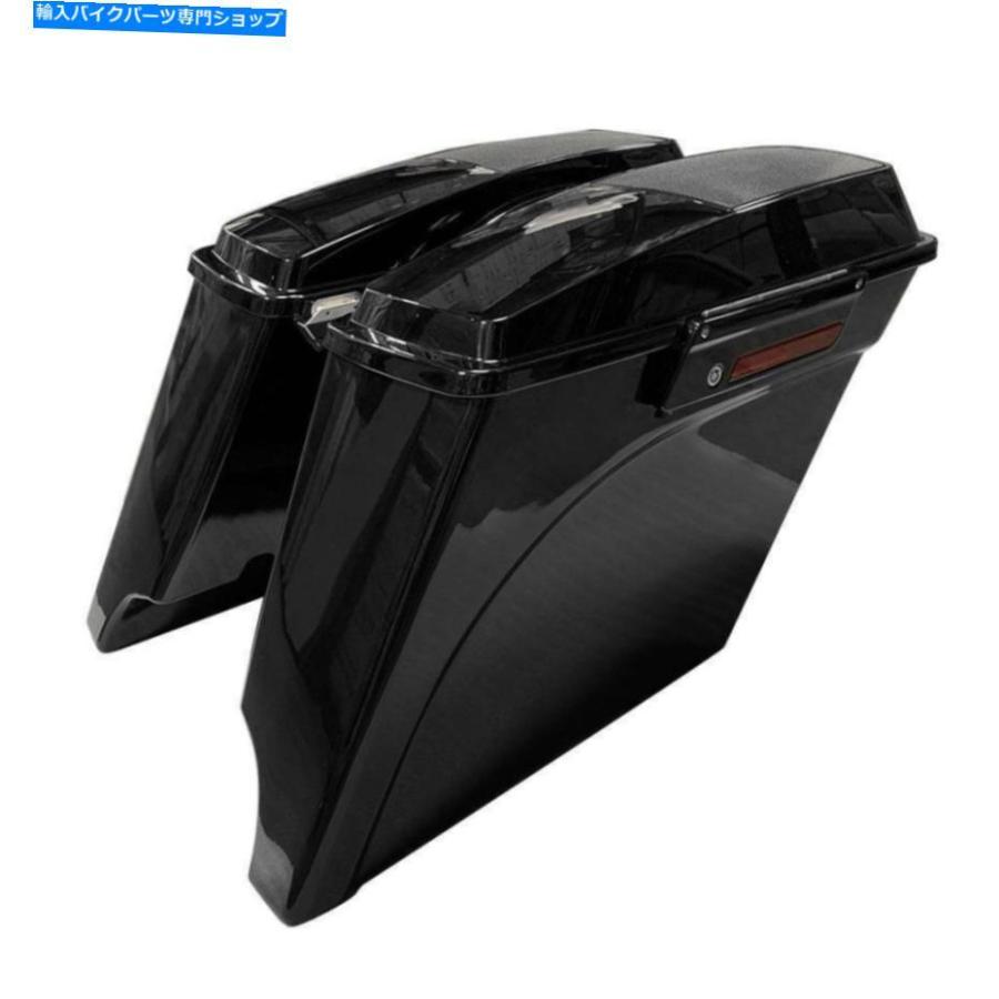 サイドバック グロスブラック拡張サドルバッグw / 6 \"x 9\"ハーレーツーリング94-2013のためのスピーカーふた Gloss Black Extended Saddlebag w/ 6\" x