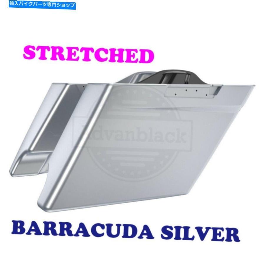 サイドバック バラクーダシルバー拡張ストレッチサドルバッグボトムフィット14-20ハーレーロードストリート Barracuda silver Extend Stretch Saddleb