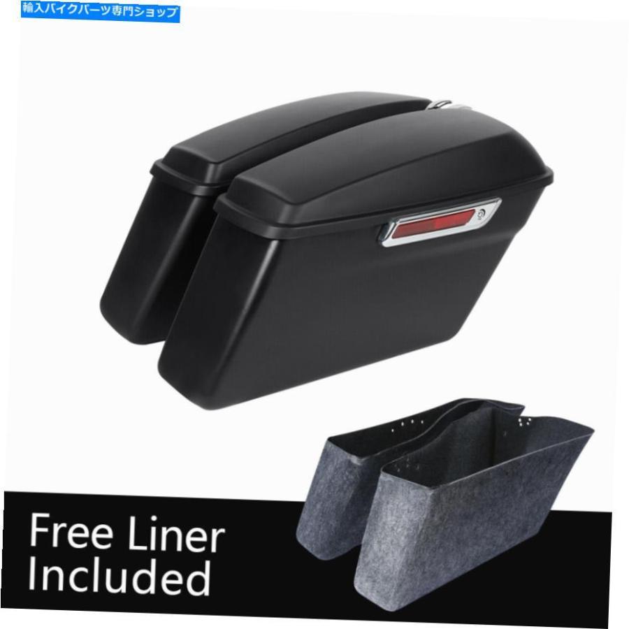 サイドバック Matte Black Hard SaddleBagsフィットハーレーツーリングストリートエレクトラグライド14-21 Matte Black Hard SaddleBags Fit For Harl
