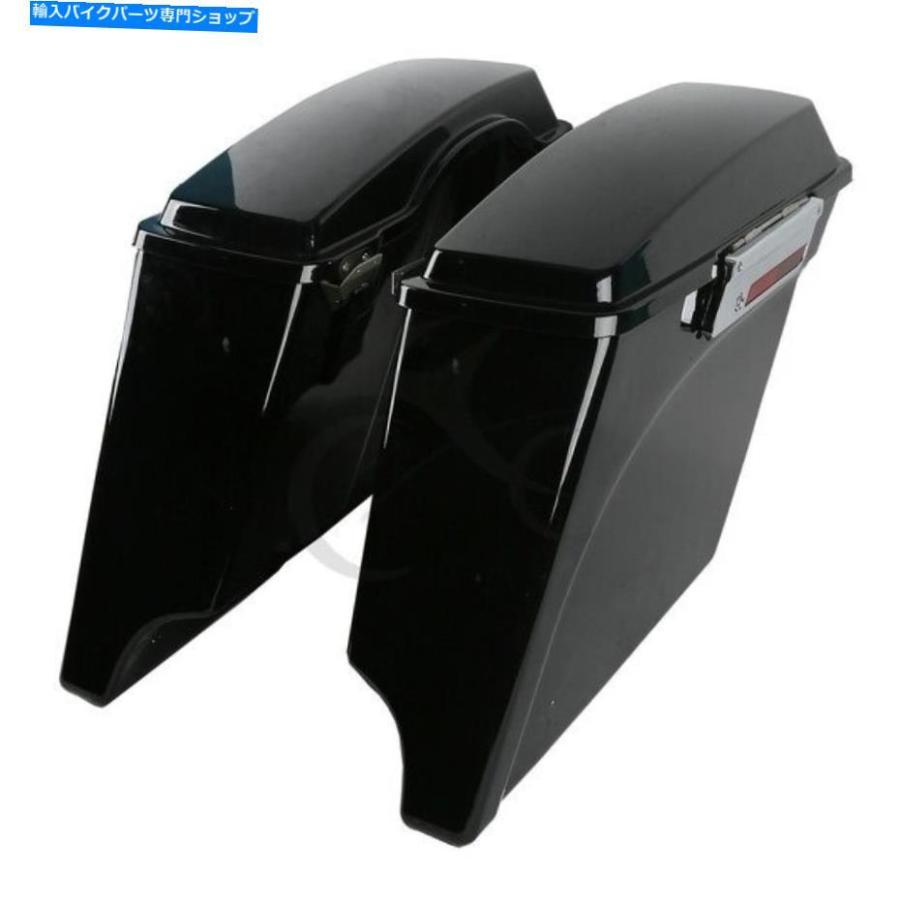 サイドバック 5 \"鮮やかなブラック拡張サドルバッグフィットハーレーツーリングElectra Glide 1993-2003 5\" Vivid Black Extended Saddlebag Fit For