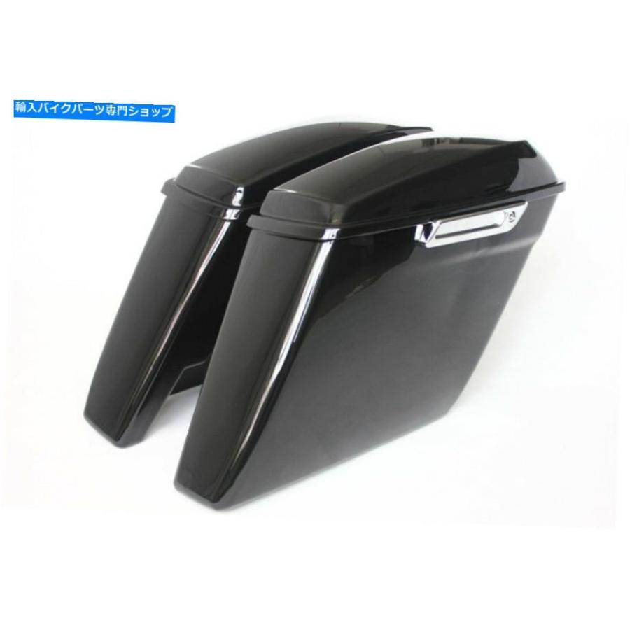 サイドバック 4.5 \"93-13ハーレーツーリングのためのサドルバッグの鮮やかな黒 4.5\"" Both No Cutouts convertion saddlebags vivid black for 93-13 h"