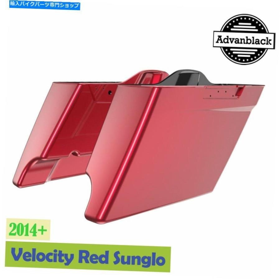 サイドバック 2014+ハーリーのためのAdvanBlack Velocity Red Sungloストレッチサドルバッグ拡張バッグ Advanblack Velocity Red Sunglo Stretched Sa