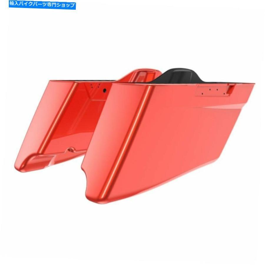 サイドバック キャンディオレンジCVOテーパーエクステンデッドサドルバッグボトムスライドハーレーツーリング14+ Candy Orange CVO Tapered Extended